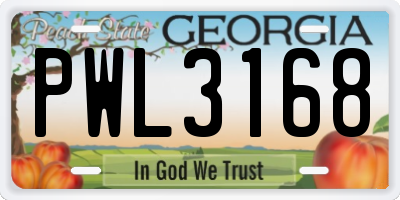 GA license plate PWL3168
