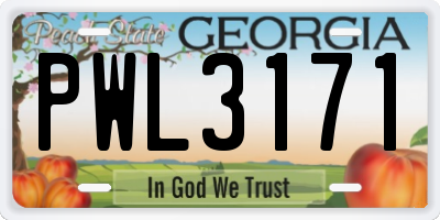 GA license plate PWL3171