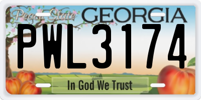 GA license plate PWL3174