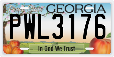 GA license plate PWL3176