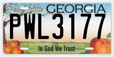 GA license plate PWL3177