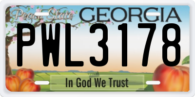 GA license plate PWL3178