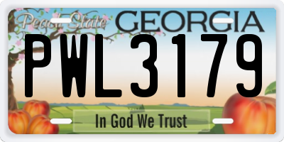 GA license plate PWL3179