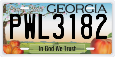GA license plate PWL3182