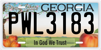 GA license plate PWL3183