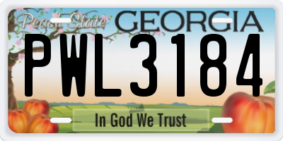 GA license plate PWL3184