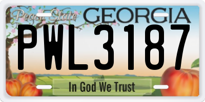 GA license plate PWL3187
