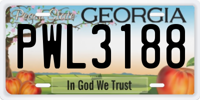 GA license plate PWL3188