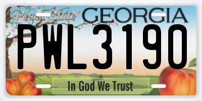 GA license plate PWL3190