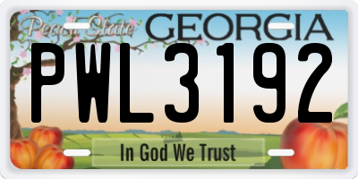 GA license plate PWL3192