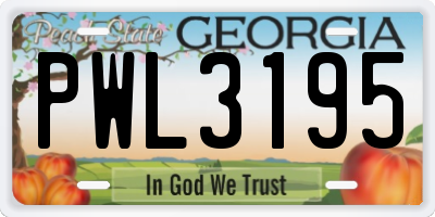 GA license plate PWL3195