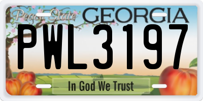 GA license plate PWL3197