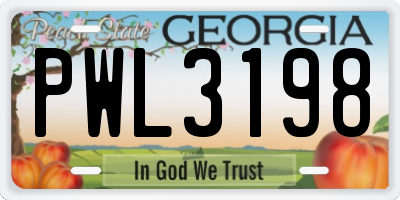 GA license plate PWL3198
