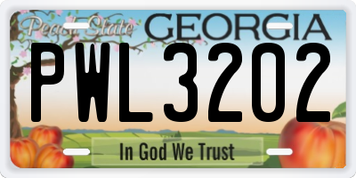 GA license plate PWL3202