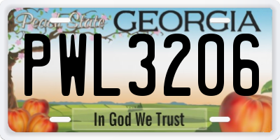 GA license plate PWL3206