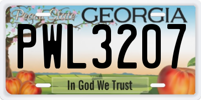 GA license plate PWL3207