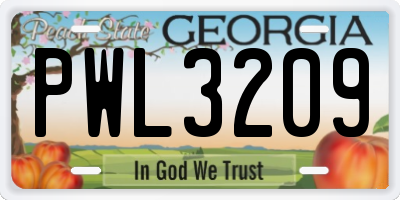 GA license plate PWL3209