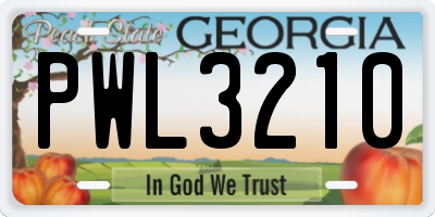 GA license plate PWL3210