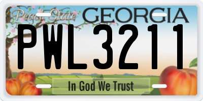 GA license plate PWL3211