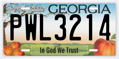 GA license plate PWL3214