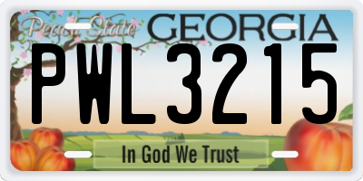 GA license plate PWL3215