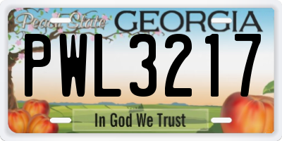 GA license plate PWL3217