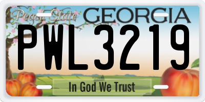 GA license plate PWL3219
