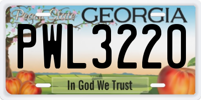 GA license plate PWL3220