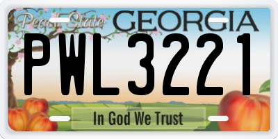 GA license plate PWL3221