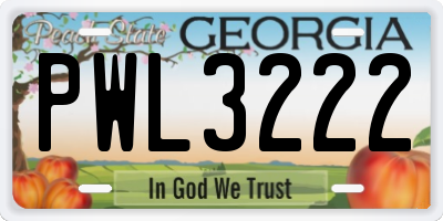 GA license plate PWL3222