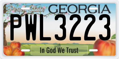 GA license plate PWL3223