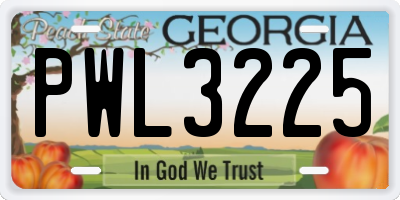 GA license plate PWL3225