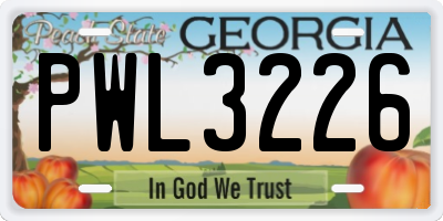 GA license plate PWL3226