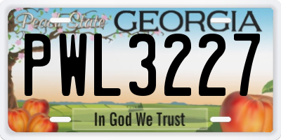 GA license plate PWL3227