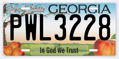 GA license plate PWL3228