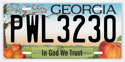 GA license plate PWL3230