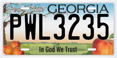GA license plate PWL3235