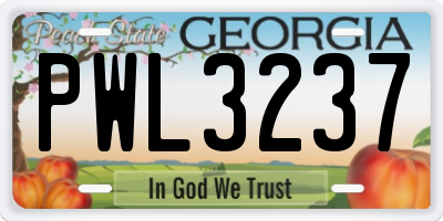GA license plate PWL3237