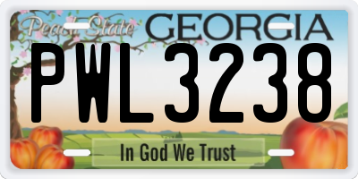 GA license plate PWL3238