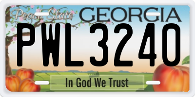 GA license plate PWL3240