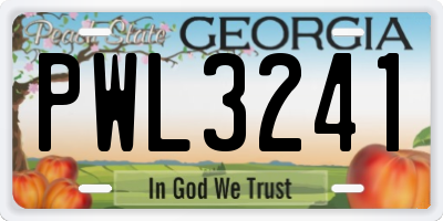 GA license plate PWL3241