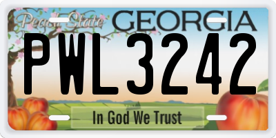 GA license plate PWL3242