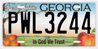 GA license plate PWL3244