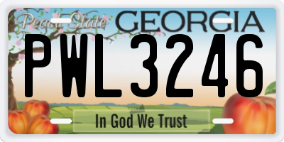 GA license plate PWL3246