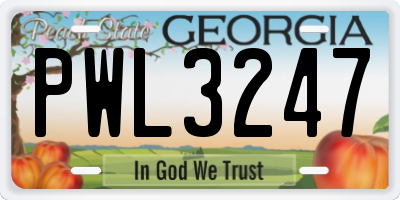 GA license plate PWL3247