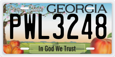 GA license plate PWL3248