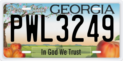 GA license plate PWL3249