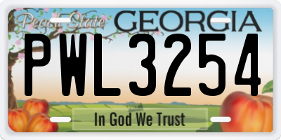 GA license plate PWL3254