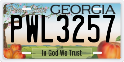 GA license plate PWL3257