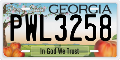 GA license plate PWL3258